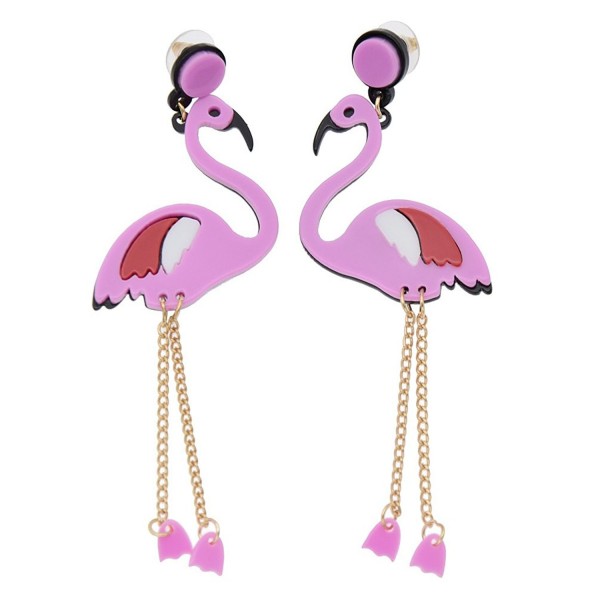 Acrylic Flamingo Dangle Earring Handmade