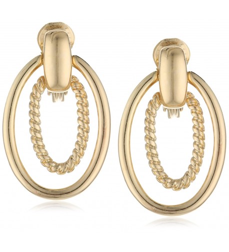 Napier Gold Tone Accented Doorknocker Earrings