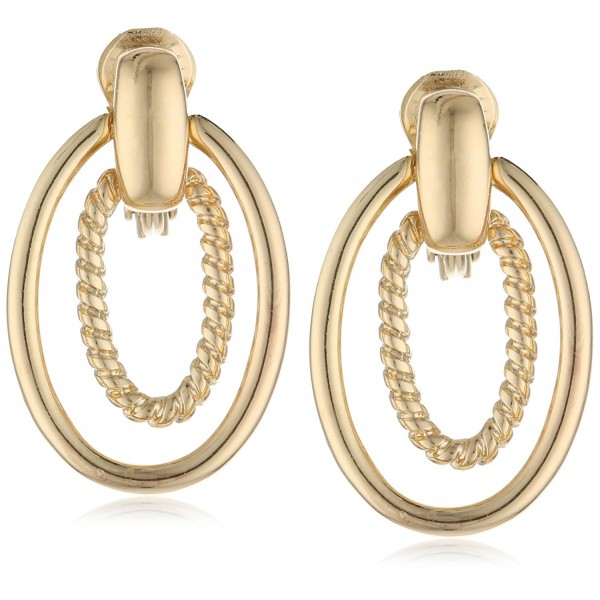 Napier Gold Tone Accented Doorknocker Earrings