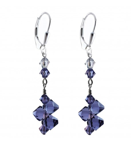 Tanzanite Earrings Swarovski elements Lever back