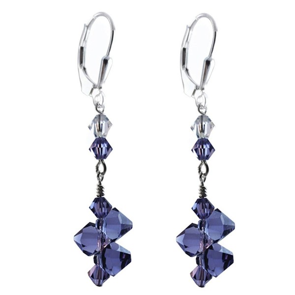 Tanzanite Earrings Swarovski elements Lever back