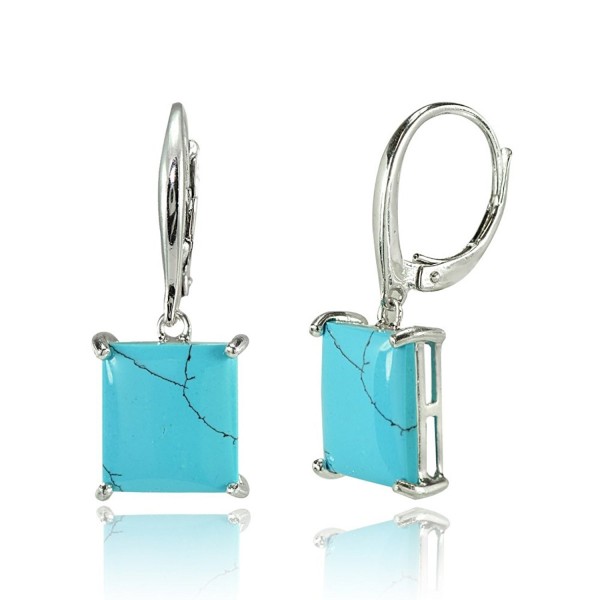 Sterling Simulated Turquoise Leverback Earrings