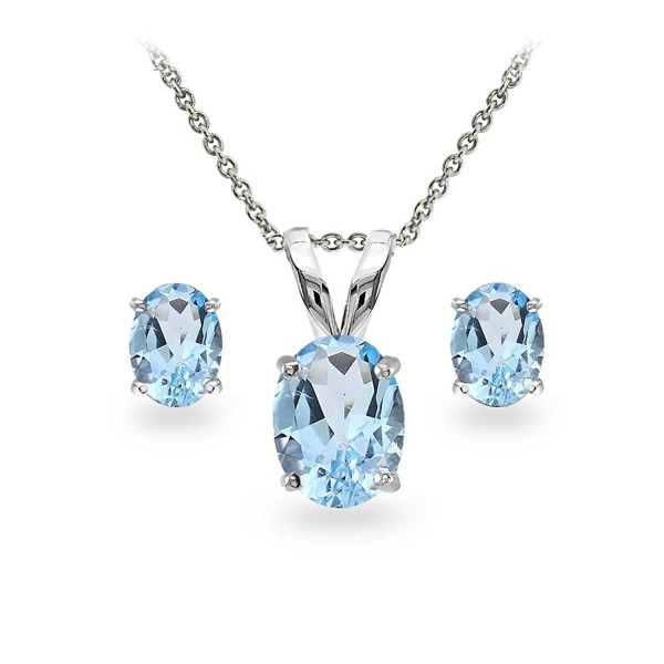 Sterling Oval cut Solitaire Necklace Earrings