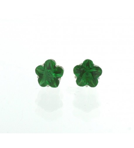 Emerald Colored Flower Shaped Earrings