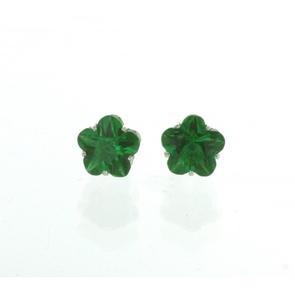 Emerald Colored Flower Shaped Earrings