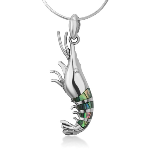 Sterling Abalone Lobster Pendant Necklace