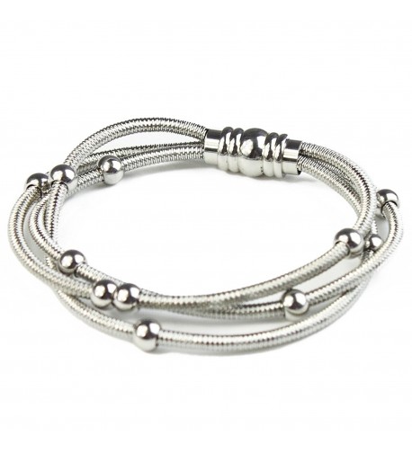 BAYUEBA Bracelet Stainless Multi line Platinum