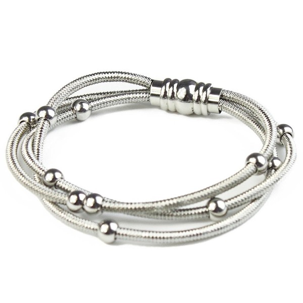 BAYUEBA Bracelet Stainless Multi line Platinum