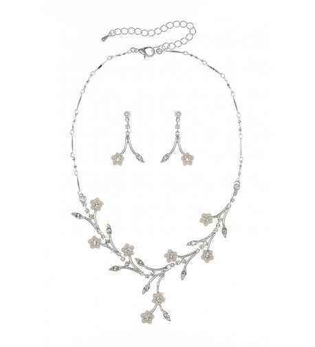 Crystal Flower Wedding Necklace Earrings