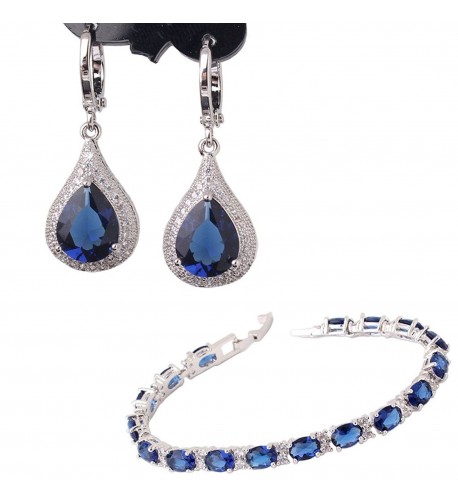 GULICX Electroplated Sapphire Earrings Bracelet