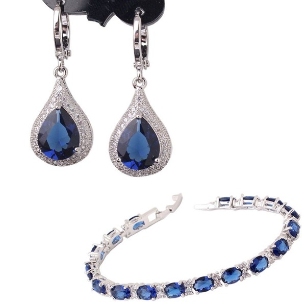GULICX Electroplated Sapphire Earrings Bracelet