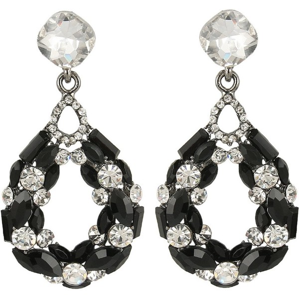 BriLove Bohemian Crystal Earrings Black Silver Tone