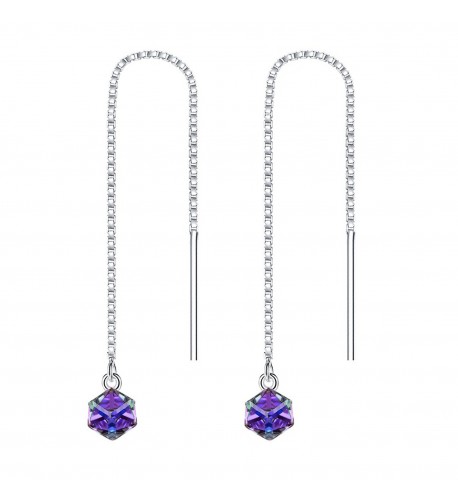 BriLove Sterling Threader Earrings Swarovski