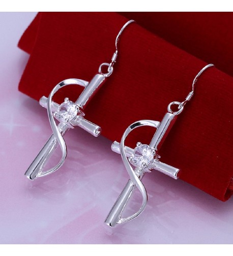 silver plated earings cross zircon