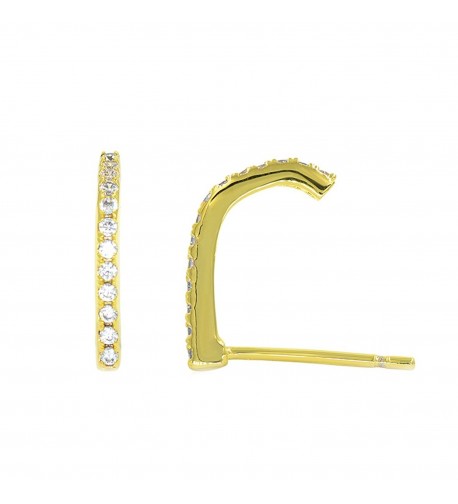 Simulated Diamond Suspender Earrings Plated