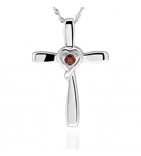 Sterling Silver Garnet Pendant Necklace