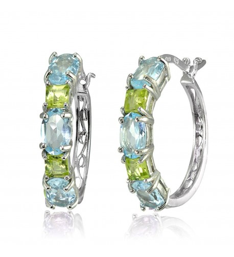 Sterling Princess cut Peridot Filigree Earrings