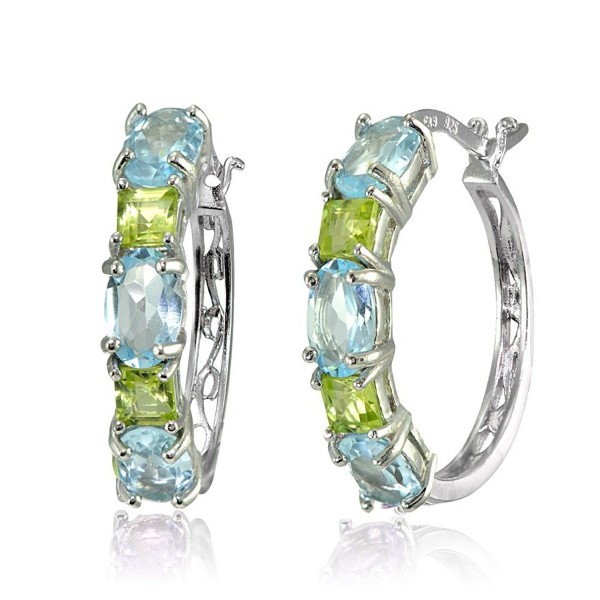 Sterling Princess cut Peridot Filigree Earrings