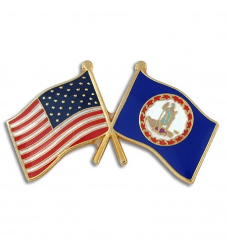 Pinmarts Virginia And Usa Crossed Friendship Flag Enamel Lapel Pin