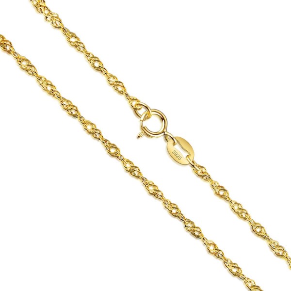 Sterling silver necklace Twisted 30inch yellow gold plated silver