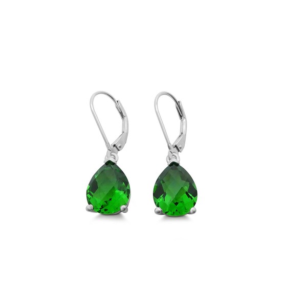 Helenite Pear Leverback Earrings Sterling