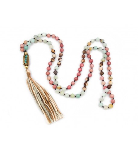 Beaded Necklace Bohemian Amazonite Rhodonite