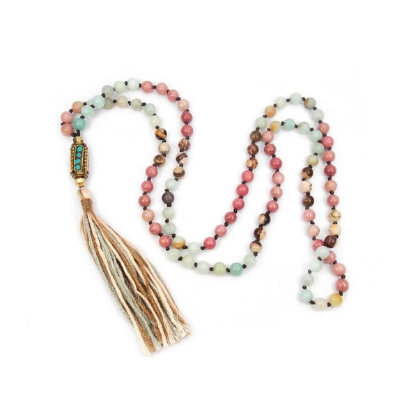 Beaded Necklace Bohemian Amazonite Rhodonite