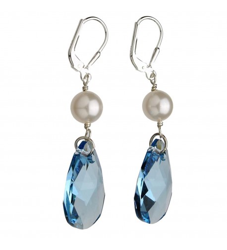 Sterling Leverback Earrings Simulated Swarovski