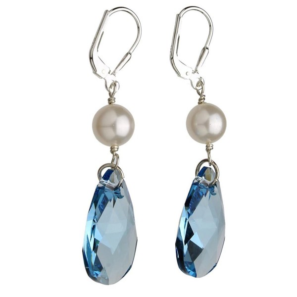 Sterling Leverback Earrings Simulated Swarovski