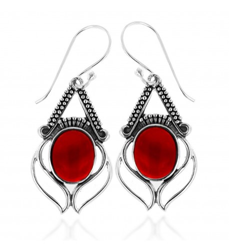 Oxidized Sterling Carnelian Gemstone Earrings