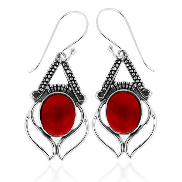 Oxidized Sterling Carnelian Gemstone Earrings