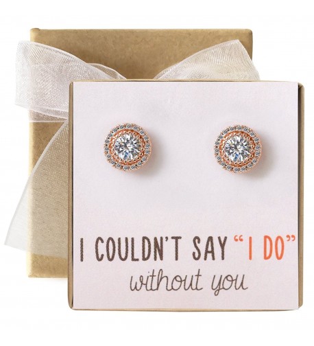 Bridesmaid Earrings Studs Zirconia Silver