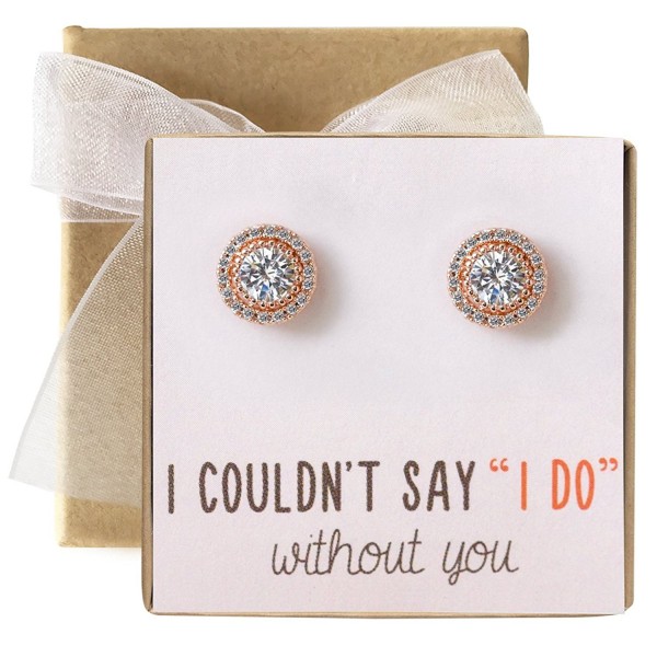 Bridesmaid Earrings Studs Zirconia Silver