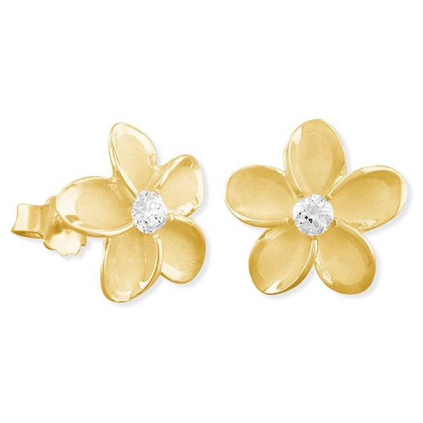 Yellow Sterling Silver Plumeria Earrings