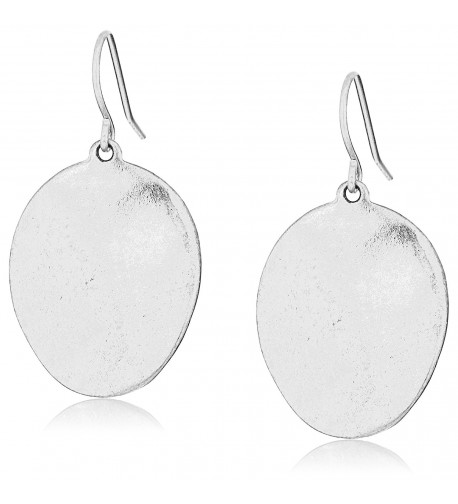 Line Wavy Disc Drop Earrings