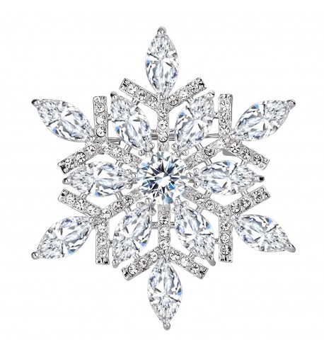 EVER FAITH Marquise Snowflake Silver Tone