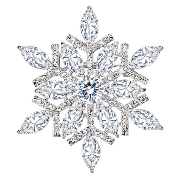 EVER FAITH Marquise Snowflake Silver Tone EVER FAITH Marquise Snowflake Silver Tone