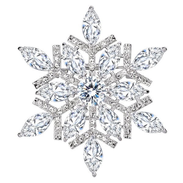 EVER FAITH Marquise Snowflake Silver Tone