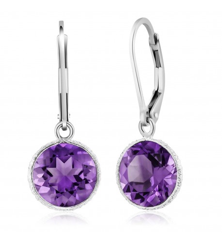 Beautiful Sterling Amethyst Leverback Earrings