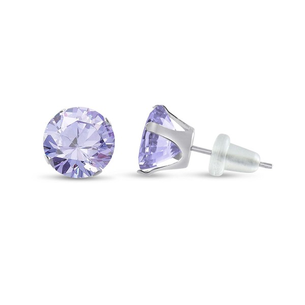Round White Lavender Earrings Birthstone