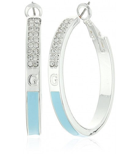 Guess Enamel Silver Hoop Earrings