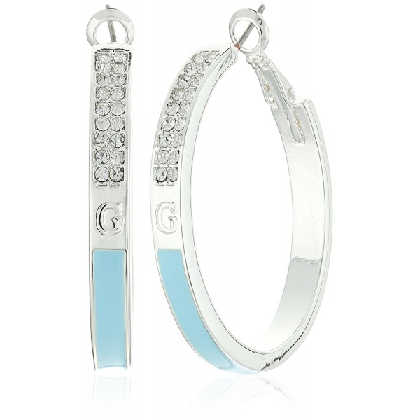 Guess Enamel Silver Hoop Earrings