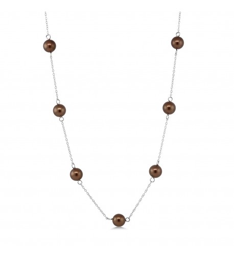 Cognac Silver Mother Pearl Necklace