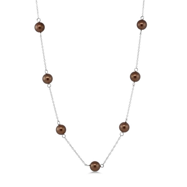 Cognac Silver Mother Pearl Necklace