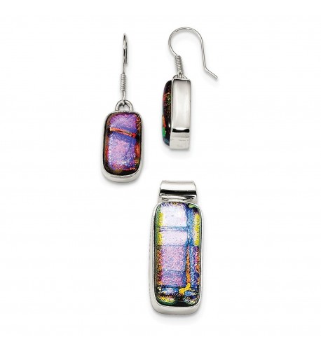 Sterling Muliticolor Dichroic Earrings Pendant