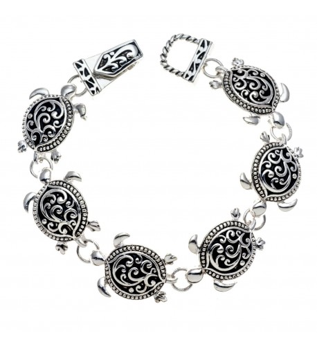 PammyJ Silvertone Detailed Magnetic Bracelet