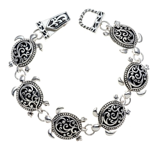 PammyJ Silvertone Detailed Magnetic Bracelet