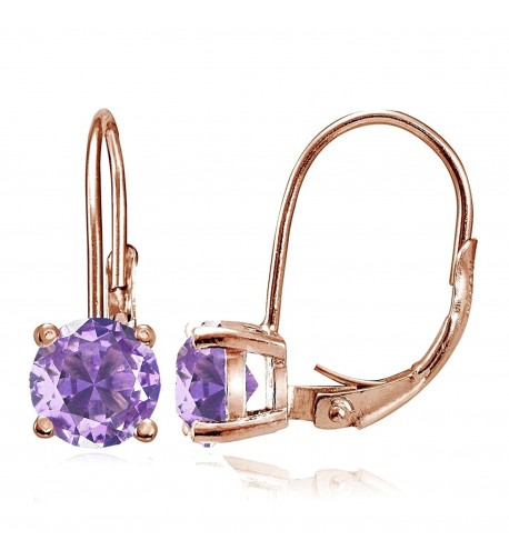 Sterling Simulated Amethyst Leverback Earrings