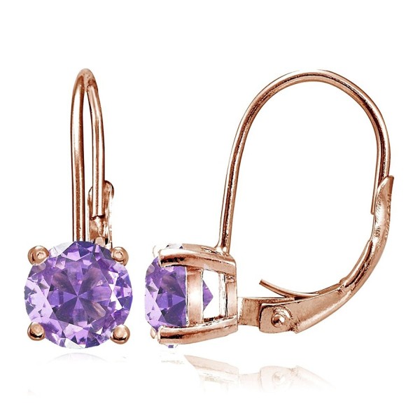 Sterling Simulated Amethyst Leverback Earrings