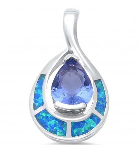 Created Simulated Tanzanite Sterling Pendant